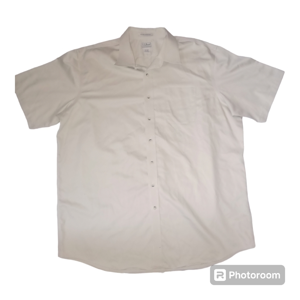 L.L. Bean Mens Short Sleeve Casual Shirt Size XXL-Tall Button Down Tan